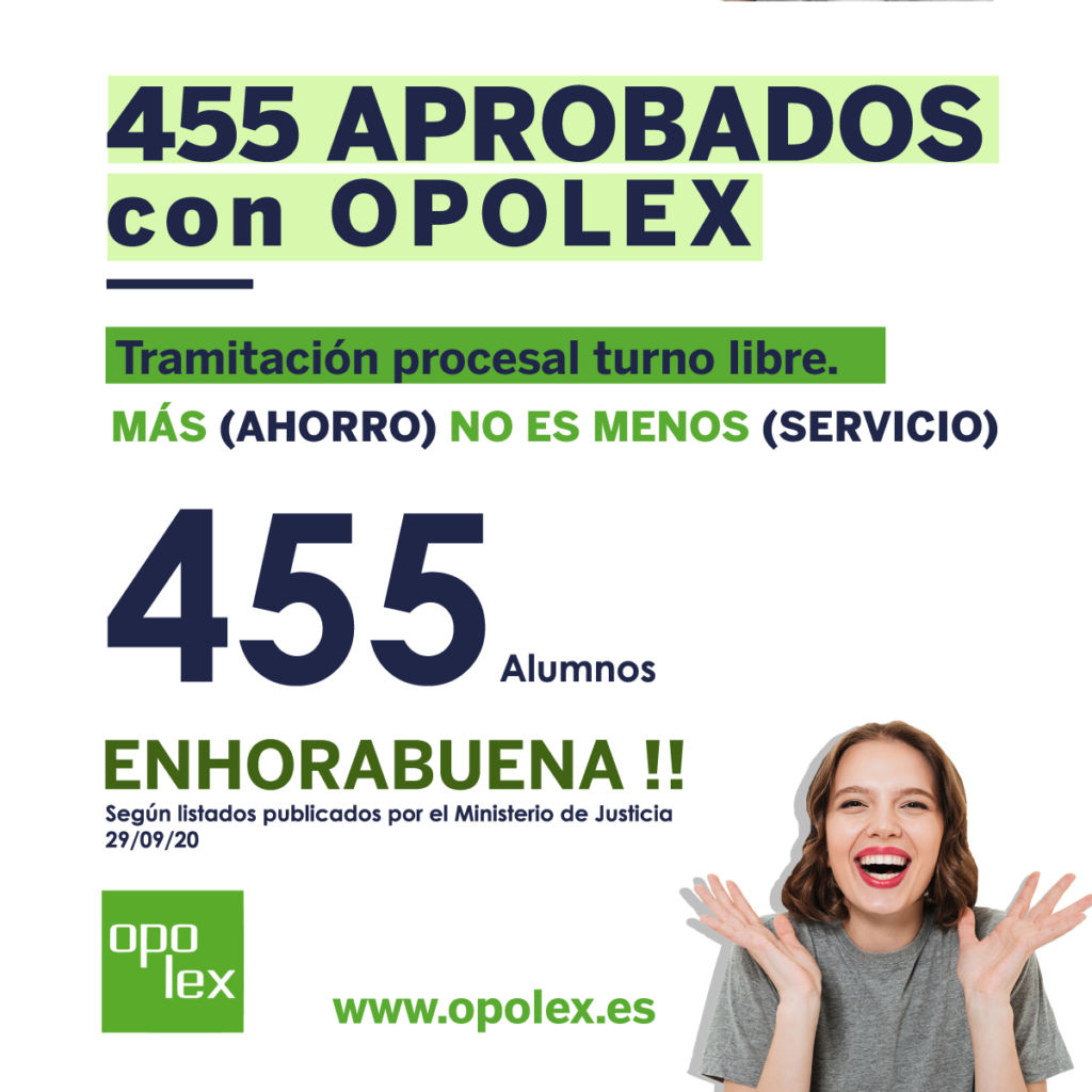 455 alumnos de Opolex aprueban el tercer ejercicio Tramitación Procesal