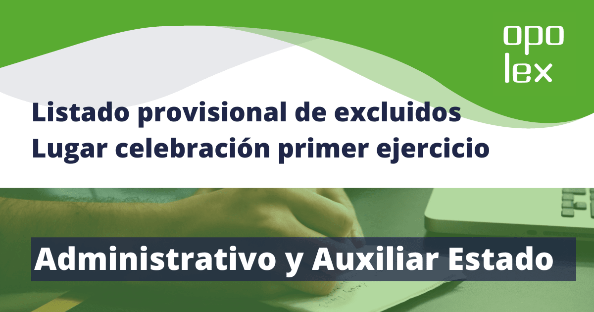 Listado provisional de excluidos y lugar de celebración del ejercicio